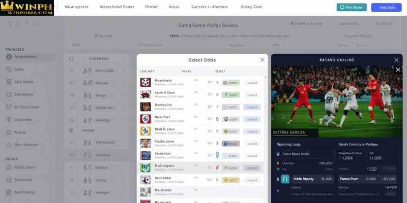 Same game parlay builder interface example on modern online sportsbook platform